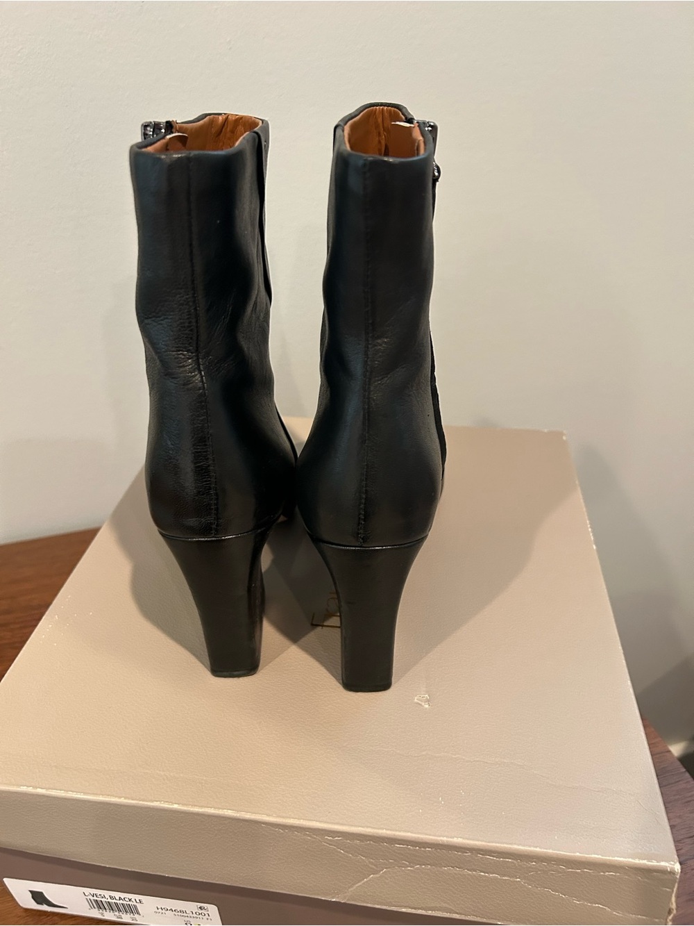 Franco Sarto Black Pointed-Toe Leather Ankle Boots - Picture 6 of 10